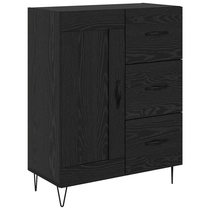 Highboard med skuffe 2 pcs Sort eg Konstrueret træ