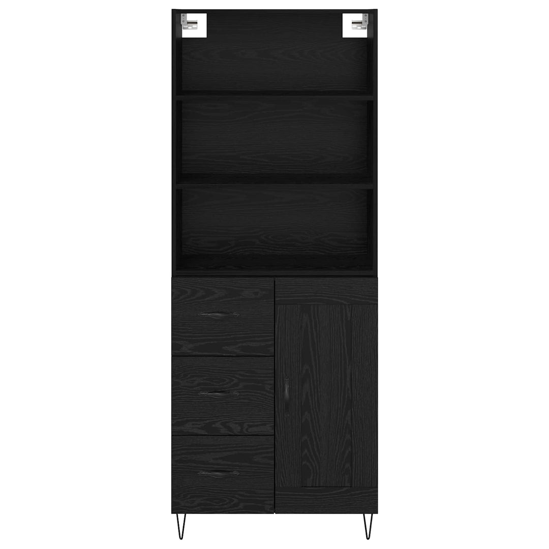 Highboard med skuffe 2 pcs Sort eg Konstrueret træ