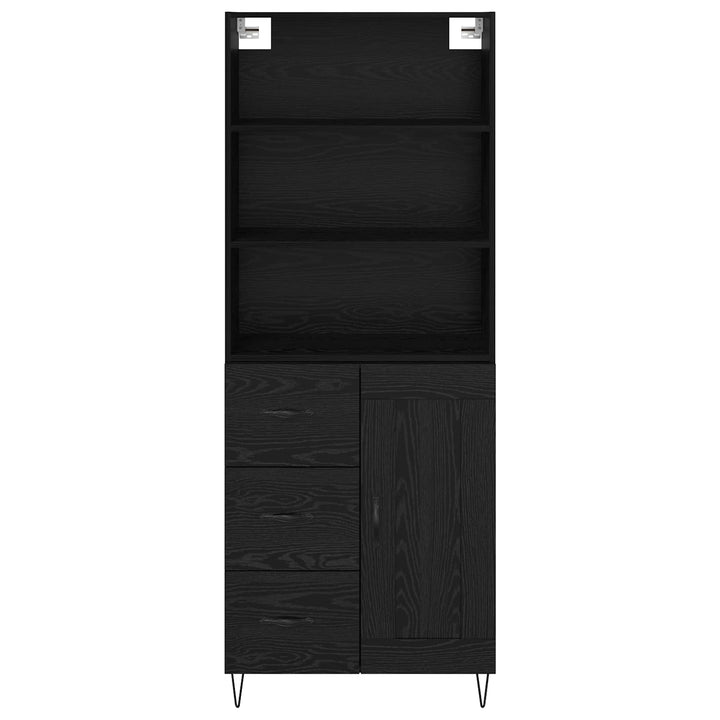 Highboard med skuffe 2 pcs Sort eg Konstrueret træ