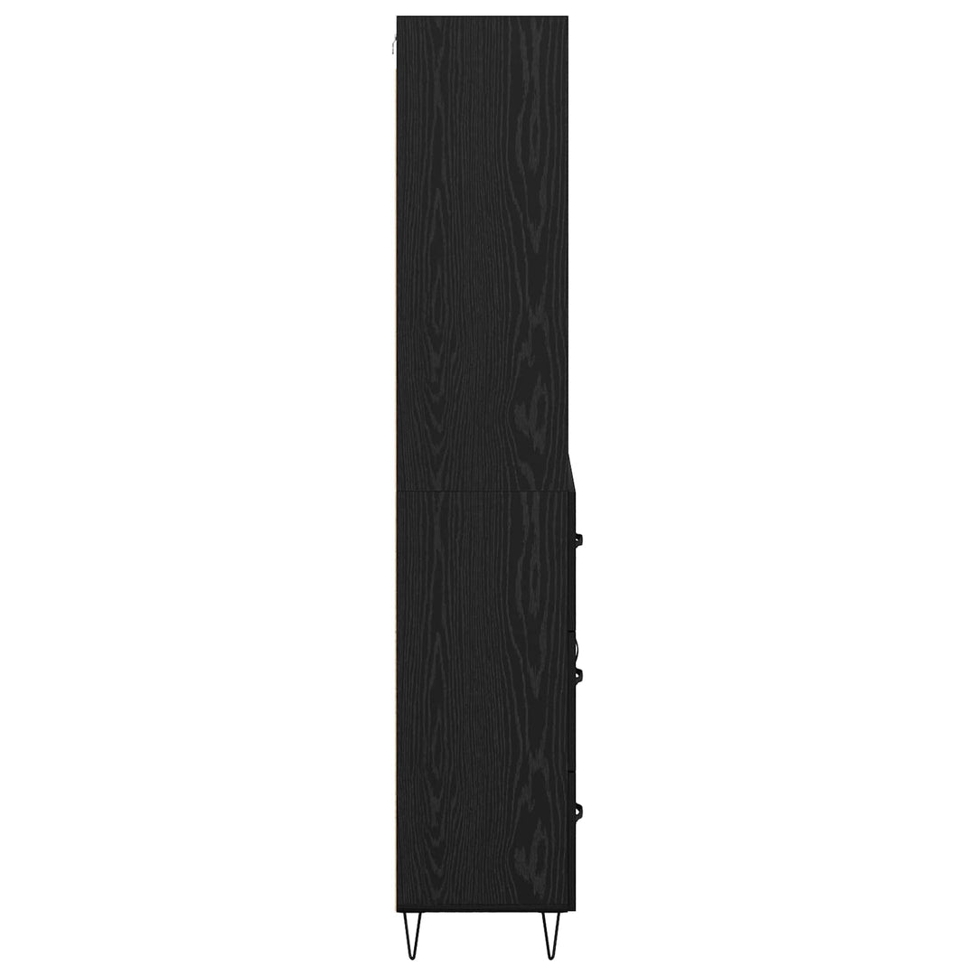 Highboard med skuffe 2 pcs Sort eg Konstrueret træ