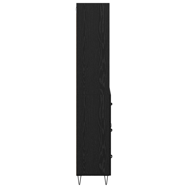 Highboard med skuffe 2 pcs Sort eg Konstrueret træ