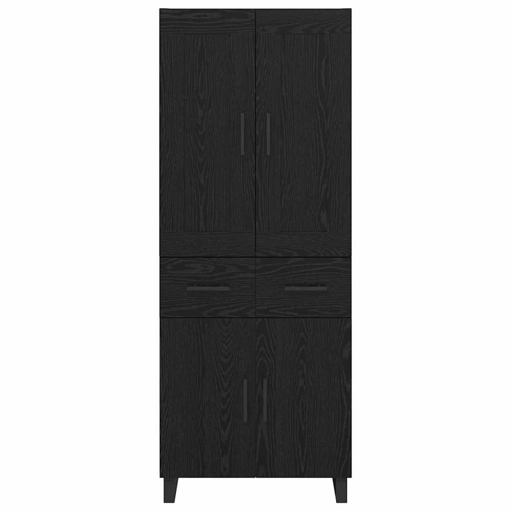 Highboard med skuffe Sort eg 69,5 x 34 x 180 cm Konstrueret træ