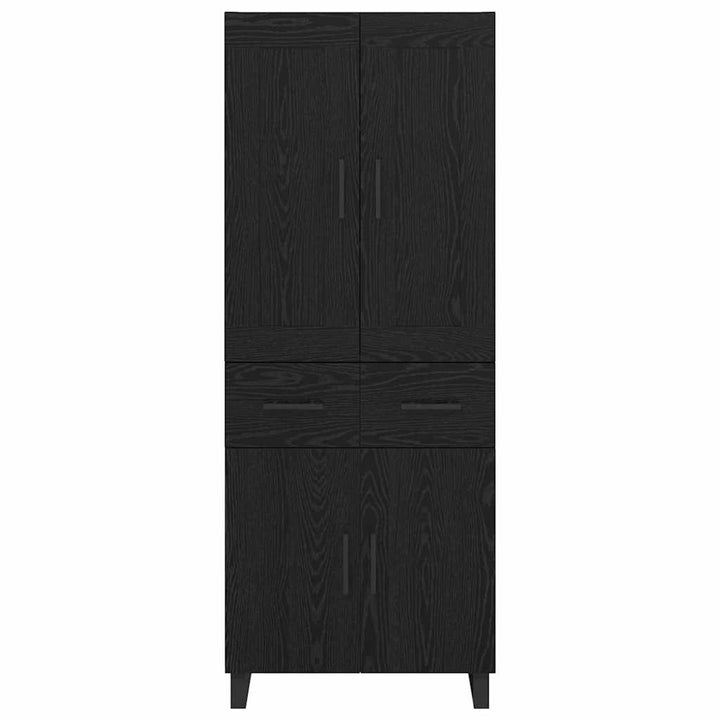 Highboard med skuffe Sort eg 69,5 x 34 x 180 cm Konstrueret træ