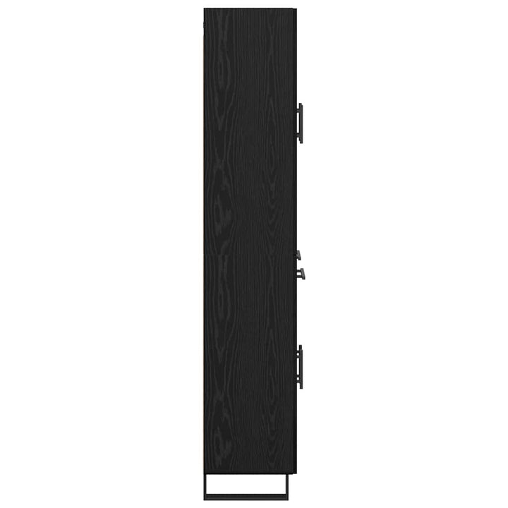 Highboard med skuffe Sort eg 69,5 x 34 x 180 cm Konstrueret træ