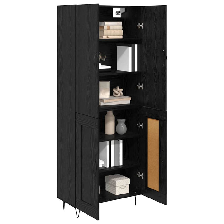Highboard 2 pcs Sort eg Konstrueret træ og glas