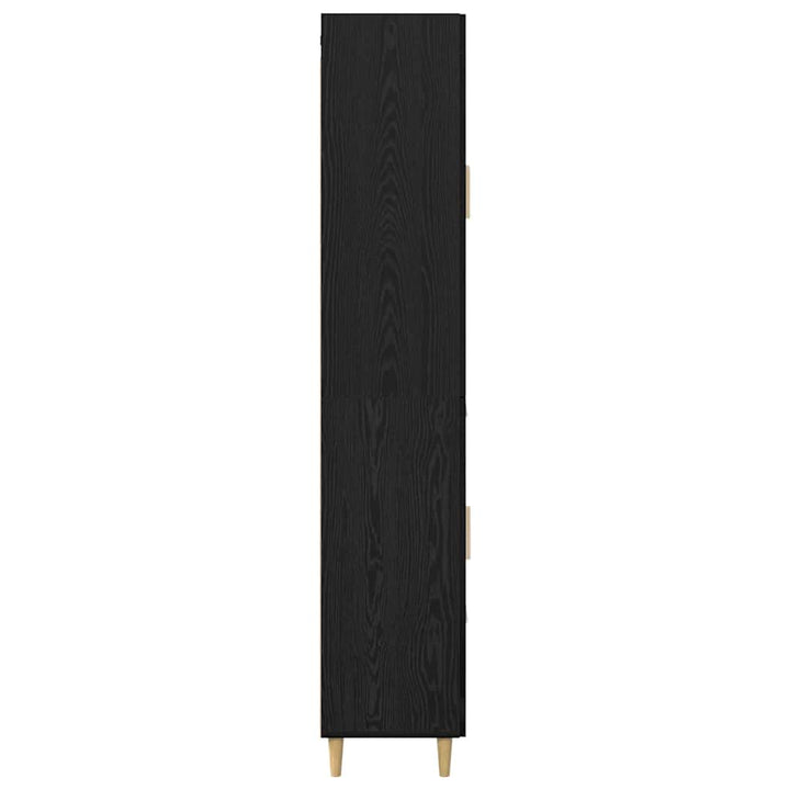 Highboard med skuffe Sort eg 69,5 x 34 x 180 cm Konstrueret træ