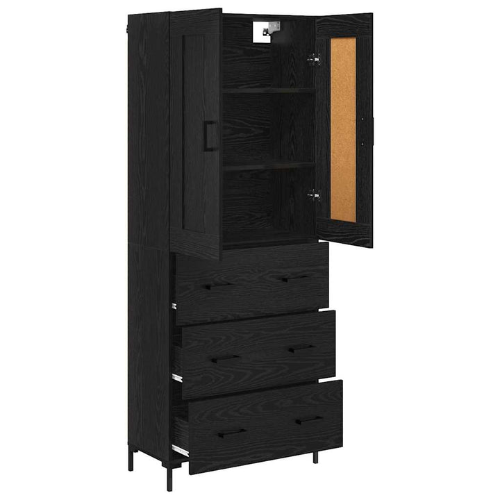 Highboard med skuffe 2 pcs Sort eg Konstrueret træ