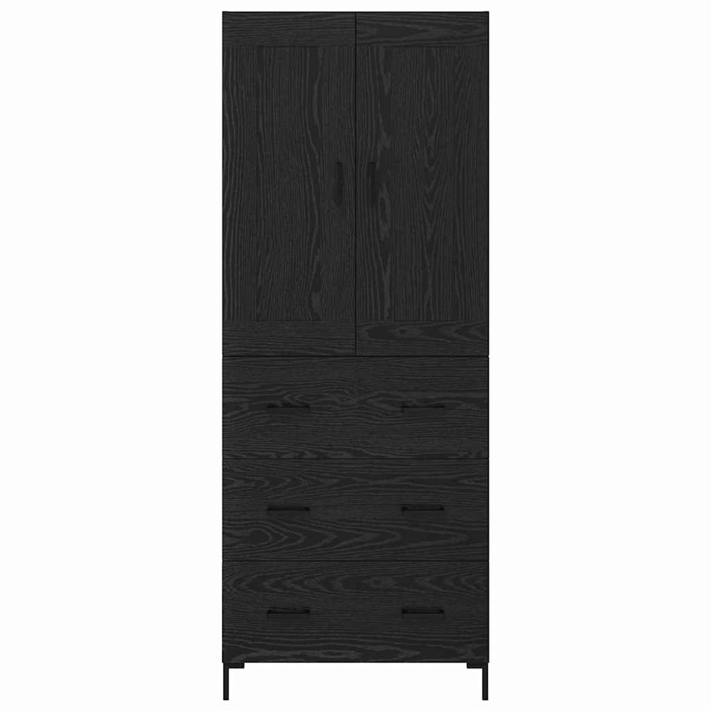 Highboard med skuffe 2 pcs Sort eg Konstrueret træ
