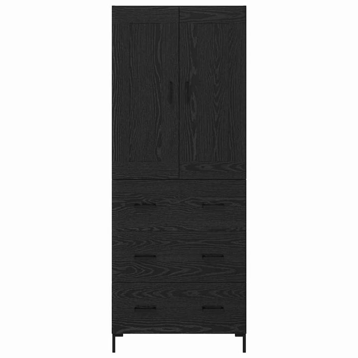 Highboard med skuffe 2 pcs Sort eg Konstrueret træ