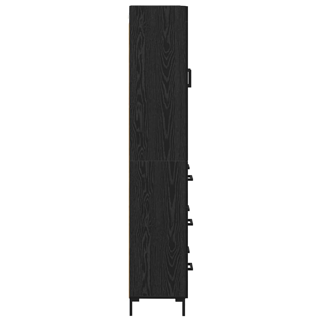 Highboard med skuffe 2 pcs Sort eg Konstrueret træ