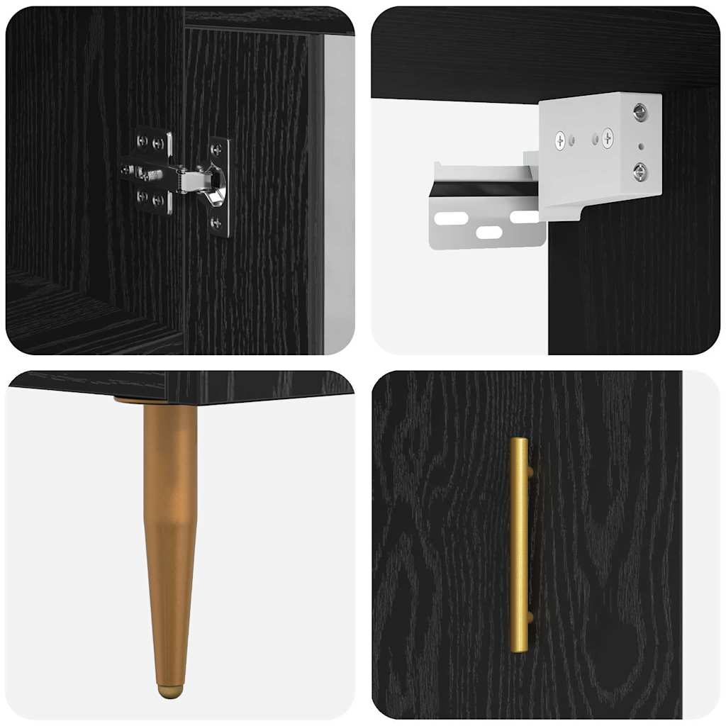 Highboard 2 pcs Sort eg Konstrueret træ