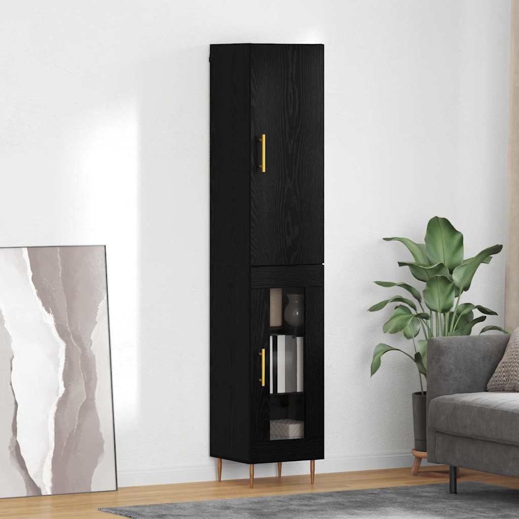 Highboard 2 pcs Sort eg Konstrueret træ