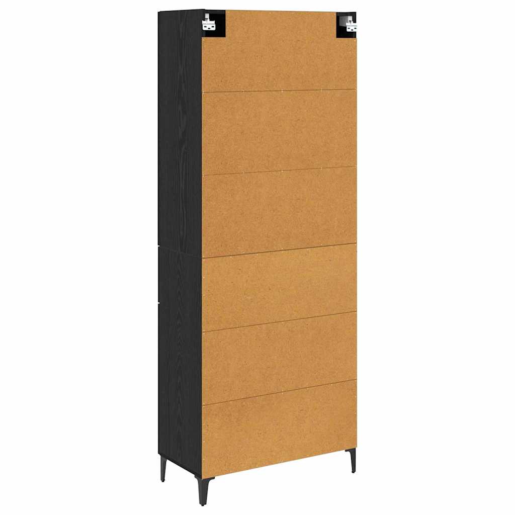 Highboard med skuffe Sort eg 69,5 x 34 x 180 cm Konstrueret træ