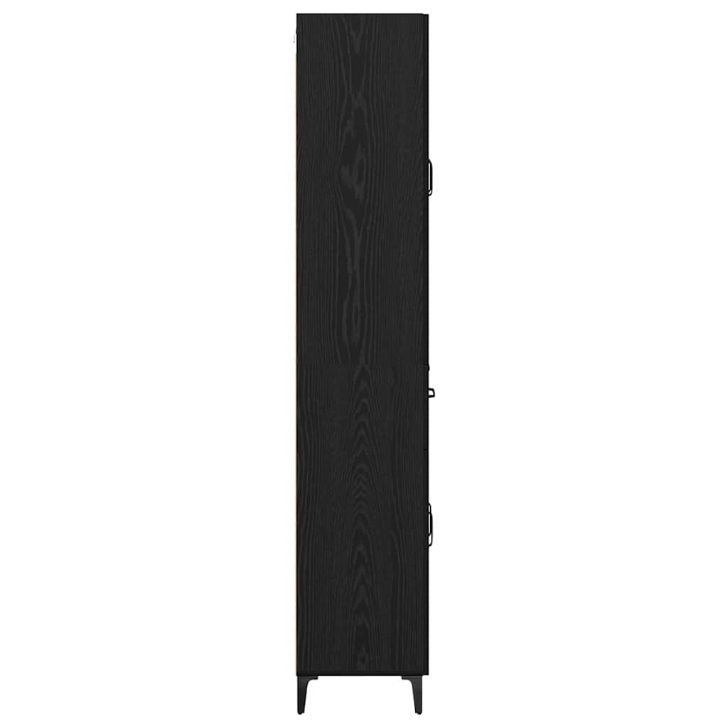 Highboard med skuffe Sort eg 69,5 x 34 x 180 cm Konstrueret træ