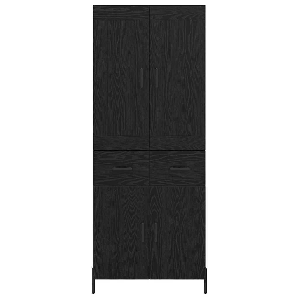 Highboard med skuffe 2 pcs Sort eg Konstrueret træ