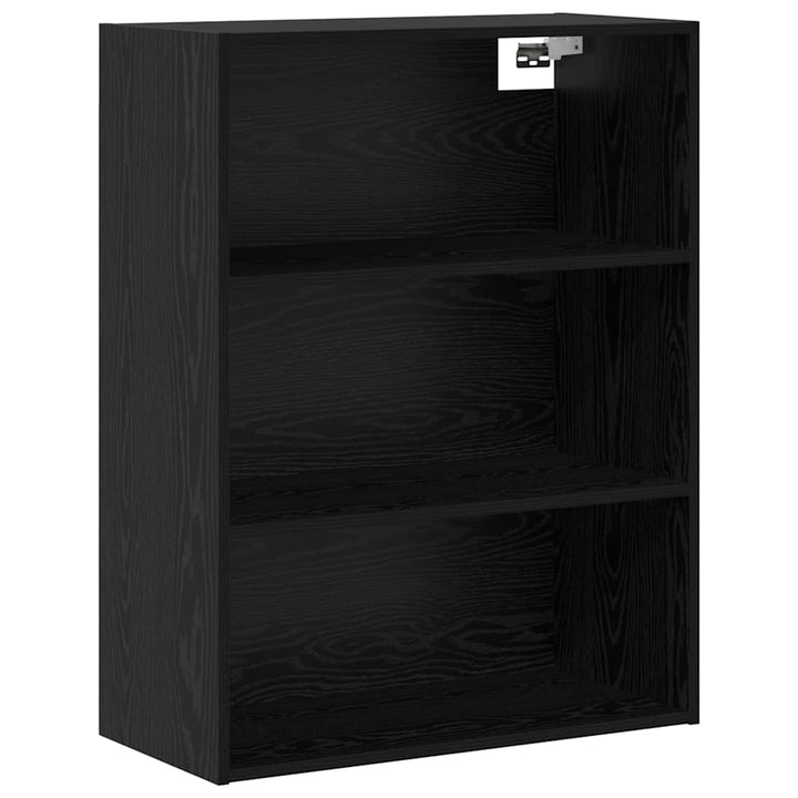 Highboard med skuffe Sort eg 69,5 x 34 x 180 cm Konstrueret træ