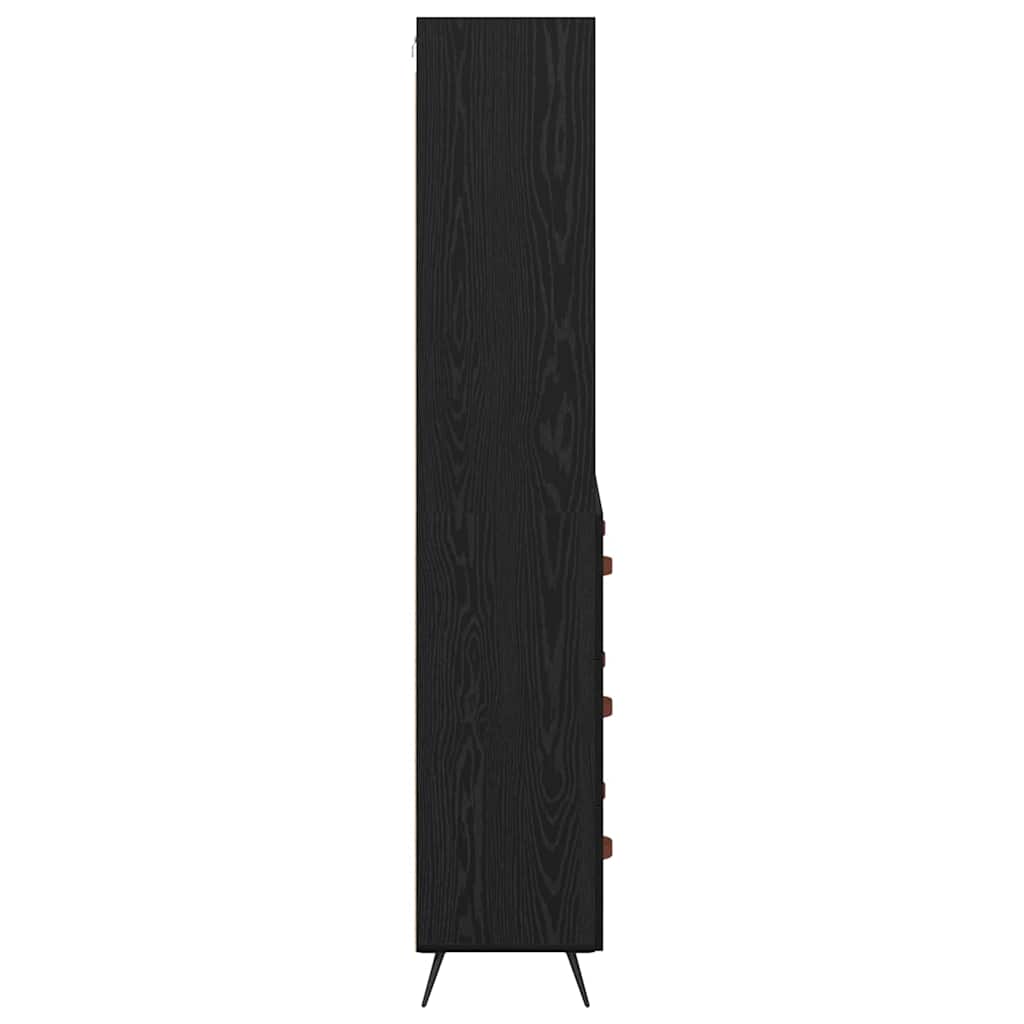Highboard med skuffe Sort eg 69,5 x 34 x 180 cm Konstrueret træ