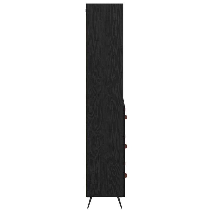 Highboard med skuffe Sort eg 69,5 x 34 x 180 cm Konstrueret træ
