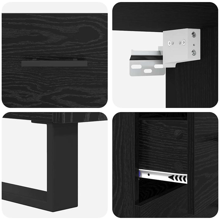 Highboard med skuffe 2 pcs Sort eg Konstrueret træ