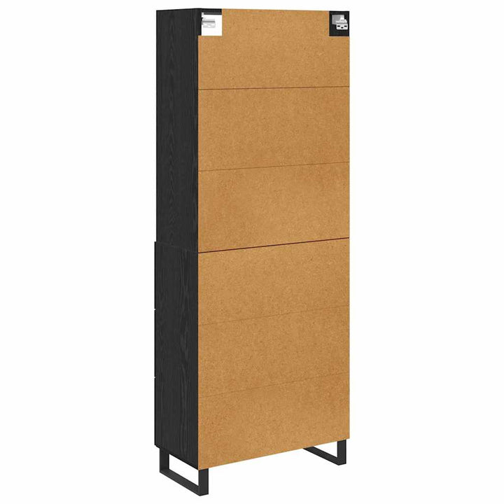 Highboard med skuffe 2 pcs Sort eg Konstrueret træ