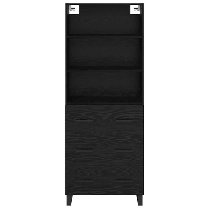Highboard med skuffe 2 pcs Sort eg Konstrueret træ