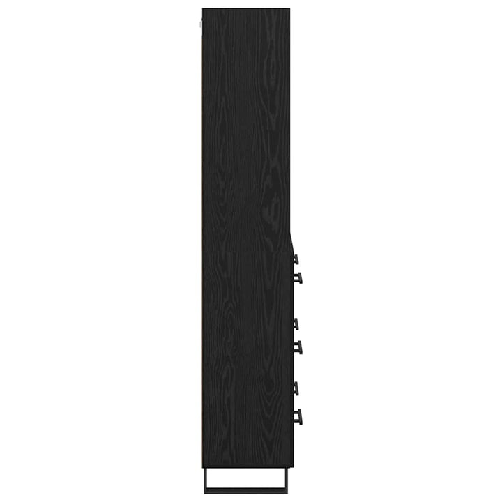 Highboard med skuffe 2 pcs Sort eg Konstrueret træ