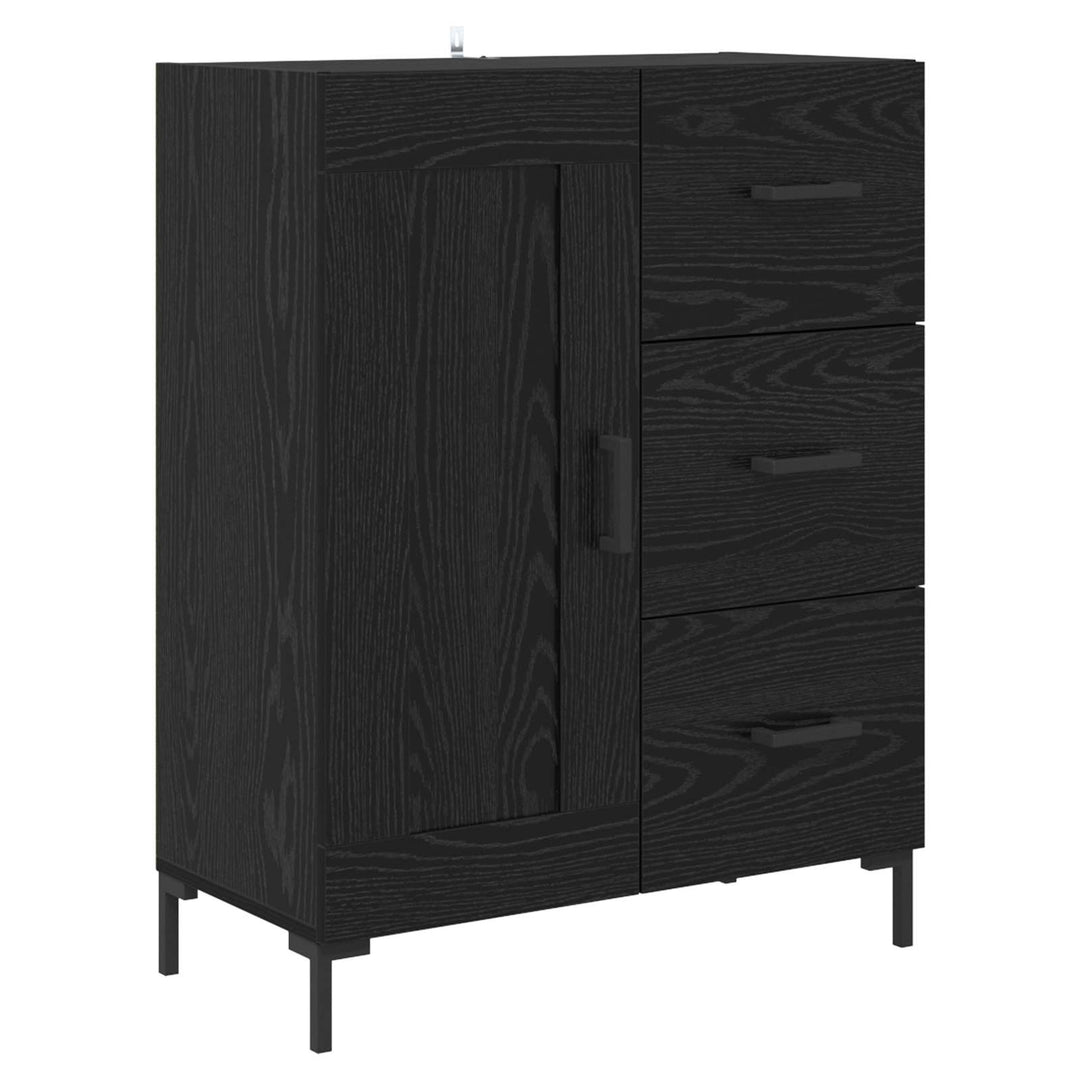 Highboard med skuffe Sort eg 69,5 x 34 x 180 cm Konstrueret træ