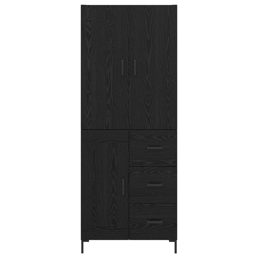 Highboard med skuffe Sort eg 69,5 x 34 x 180 cm Konstrueret træ