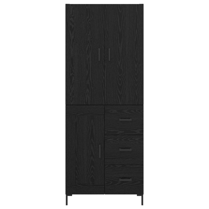 Highboard med skuffe Sort eg 69,5 x 34 x 180 cm Konstrueret træ