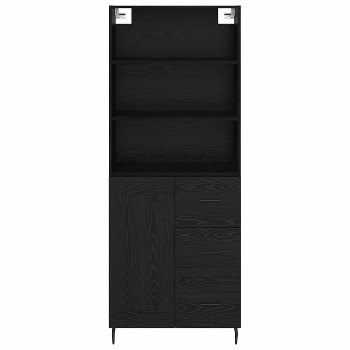 Highboard Sort eg 69,5 x 34 x 180 cm Ingeniørtræ og glas