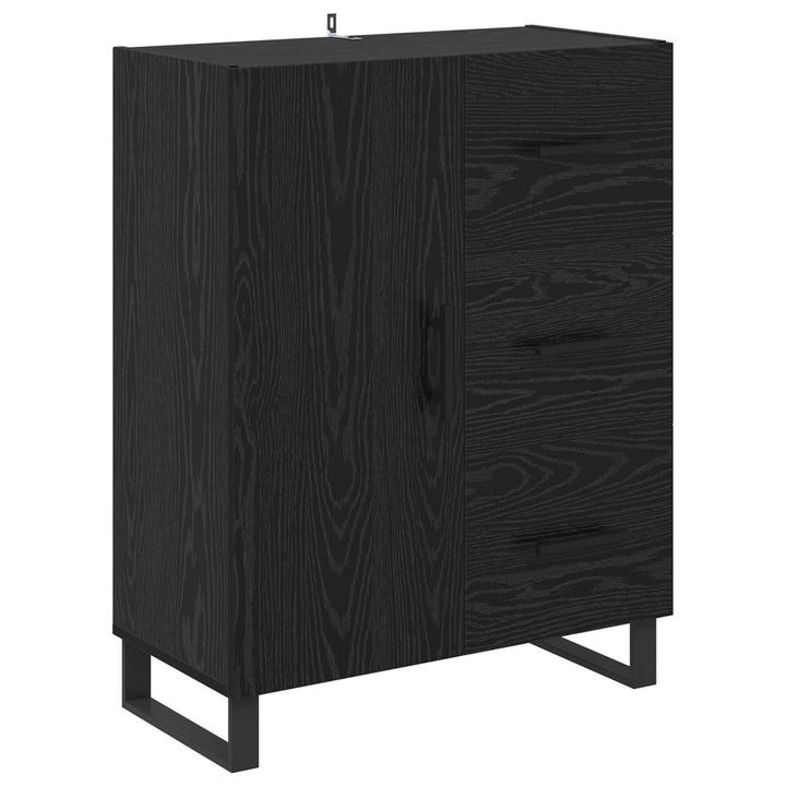 Highboard 2 pcs Sort eg 69,5 x 34 x 180 cm Ingeniørtræ og glas