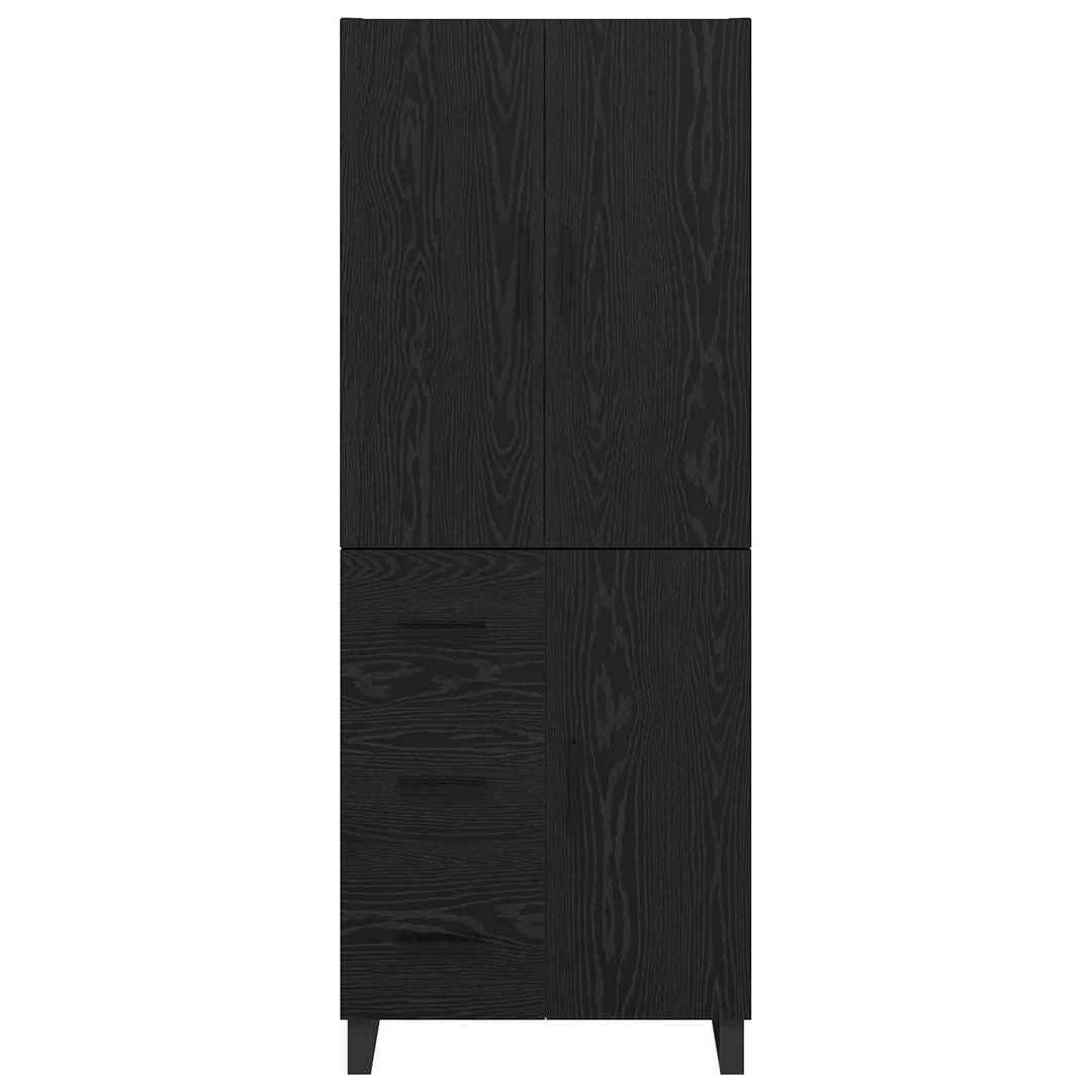 Highboard 2 pcs Sort eg 69,5 x 34 x 180 cm Ingeniørtræ og glas