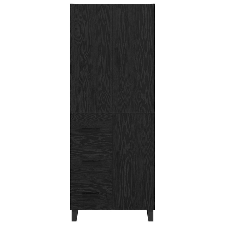 Highboard 2 pcs Sort eg 69,5 x 34 x 180 cm Ingeniørtræ og glas