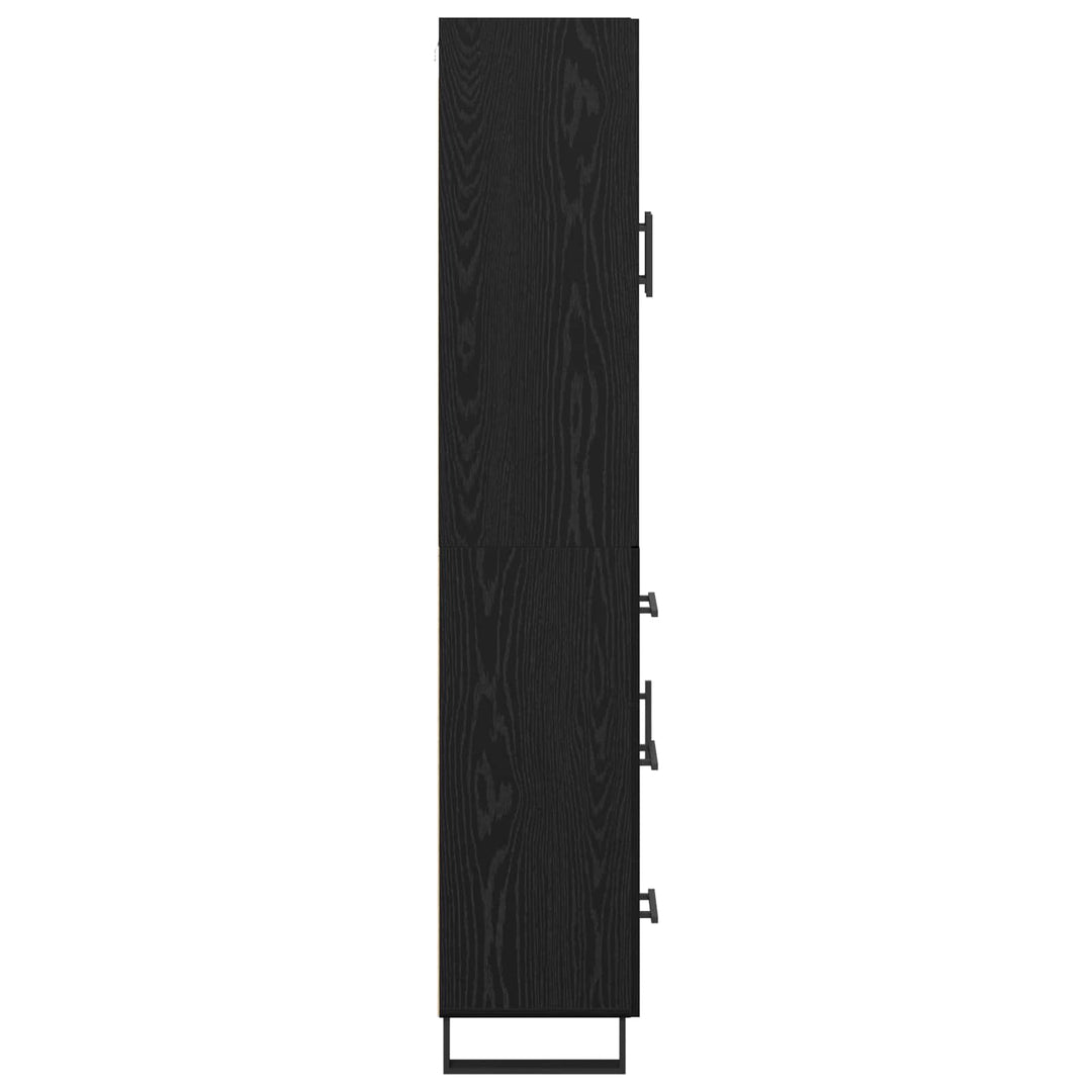 Highboard 2 pcs Sort eg 69,5 x 34 x 180 cm Ingeniørtræ og glas
