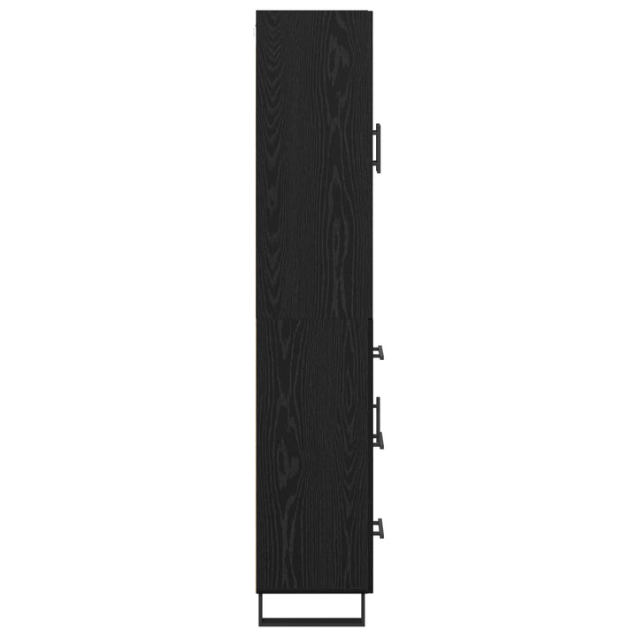 Highboard 2 pcs Sort eg 69,5 x 34 x 180 cm Ingeniørtræ og glas