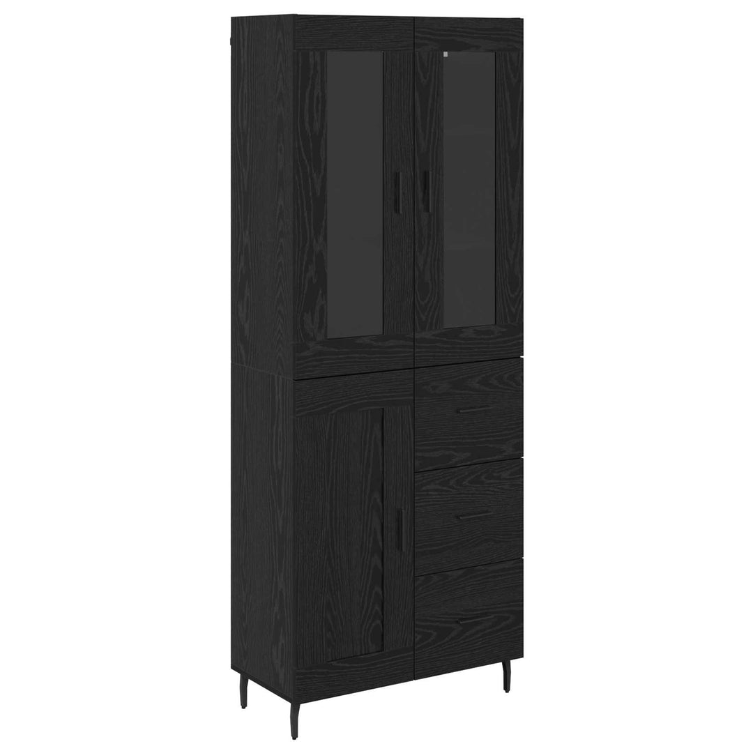 Highboard med skuffe 2 pcs Sort eg Konstrueret træ
