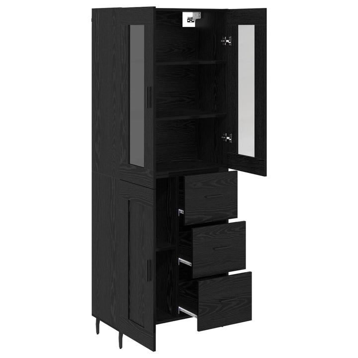 Highboard med skuffe 2 pcs Sort eg Konstrueret træ
