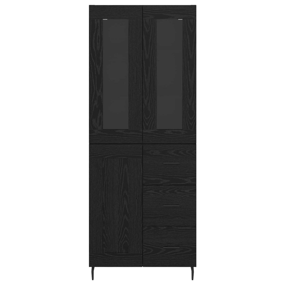 Highboard med skuffe 2 pcs Sort eg Konstrueret træ