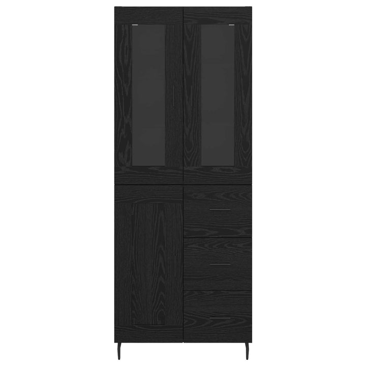 Highboard med skuffe 2 pcs Sort eg Konstrueret træ