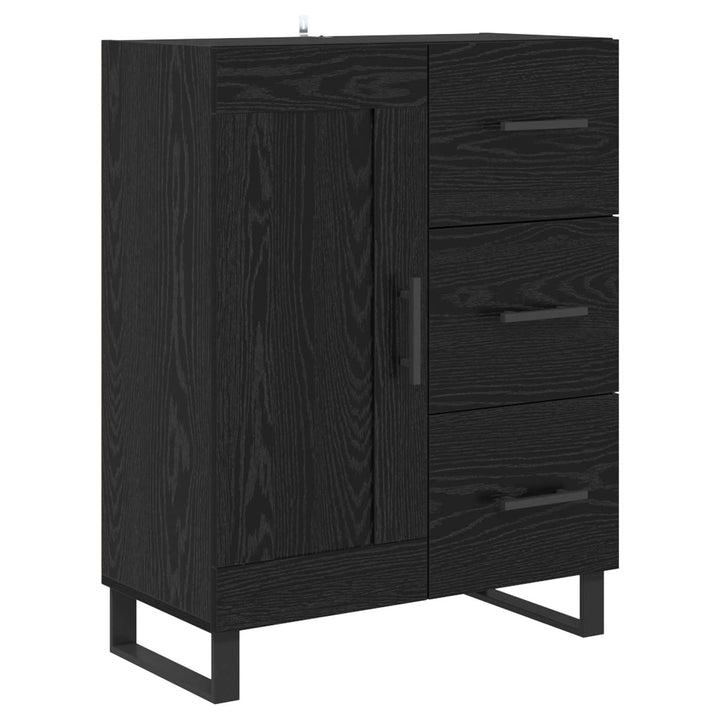 Highboard 2 pcs Sort eg 69,5 x 34 x 180 cm Ingeniørtræ og glas