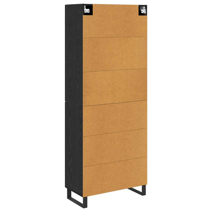 Highboard 2 stk. Sort eg 69,5 x 34 x 180 cm Ingeniørtræ og glas