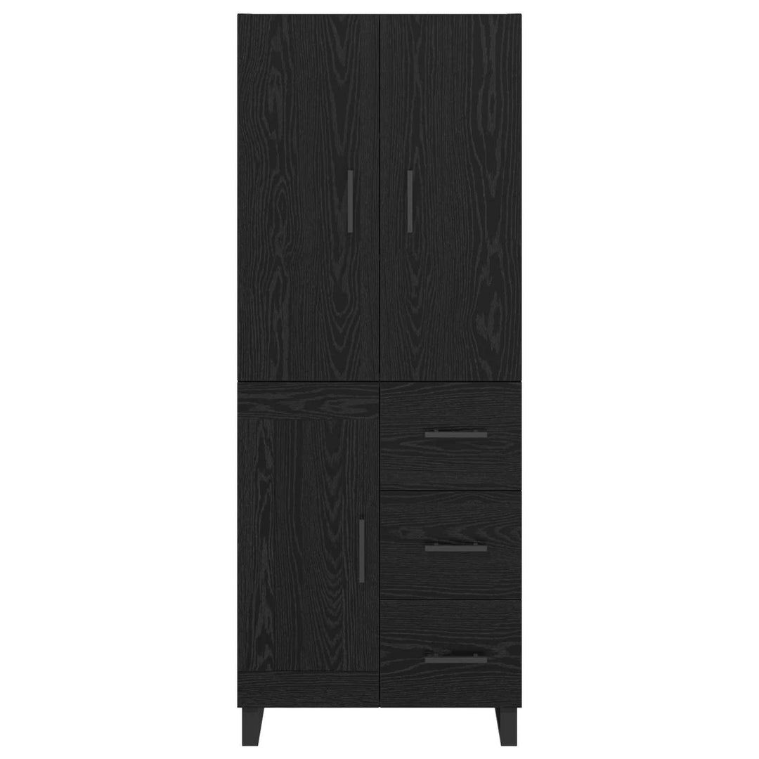 Highboard 2 pcs Sort eg 69,5 x 34 x 180 cm Ingeniørtræ og glas