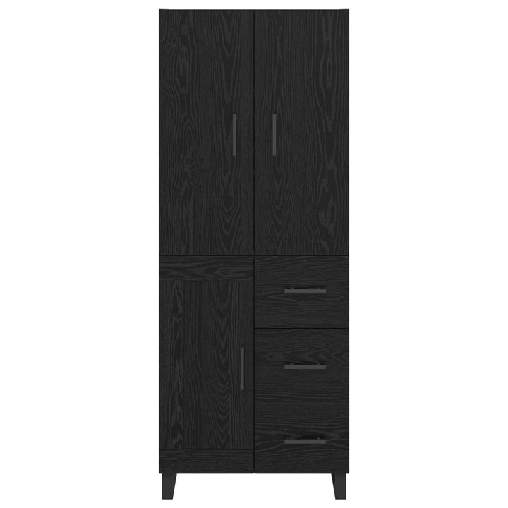 Highboard 2 pcs Sort eg 69,5 x 34 x 180 cm Ingeniørtræ og glas