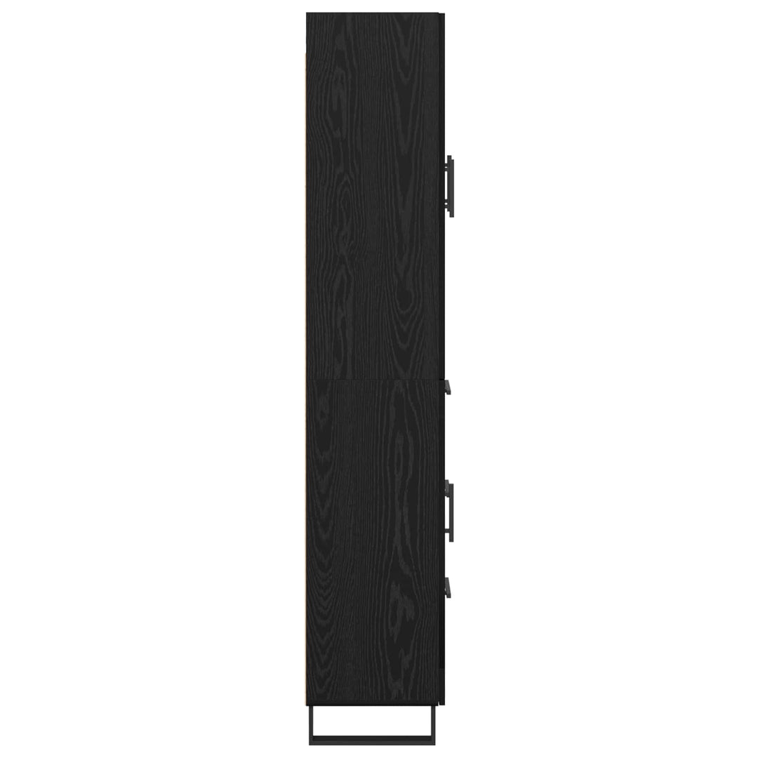 Highboard 2 pcs Sort eg 69,5 x 34 x 180 cm Ingeniørtræ og glas