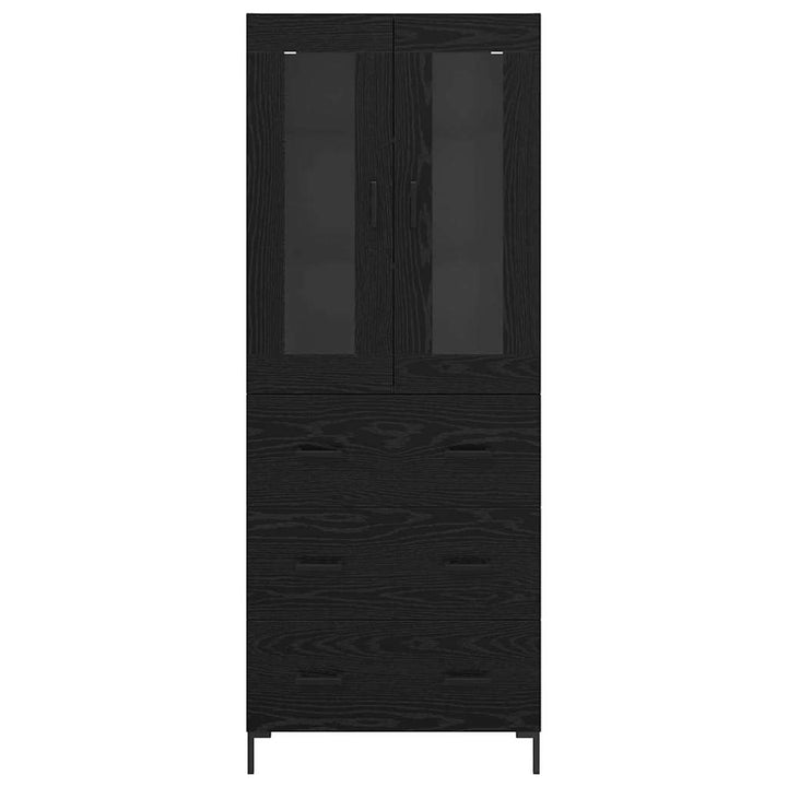 Highboard med skuffe 2 pcs Sort eg Konstrueret træ
