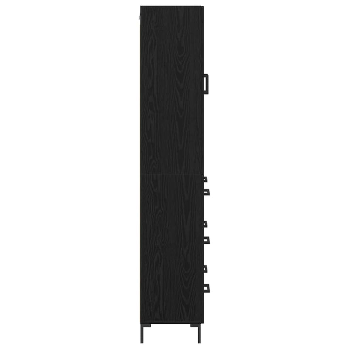 Highboard med skuffe 2 pcs Sort eg Konstrueret træ