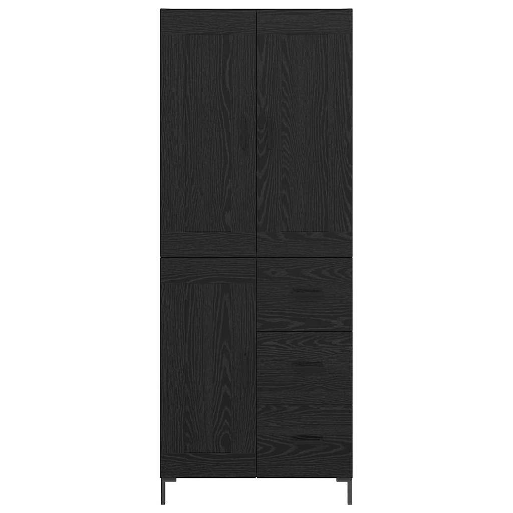 Highboard med skuffe 2 pcs Sort eg Konstrueret træ