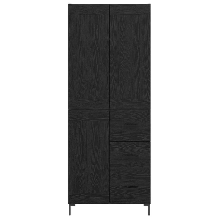 Highboard med skuffe 2 pcs Sort eg Konstrueret træ
