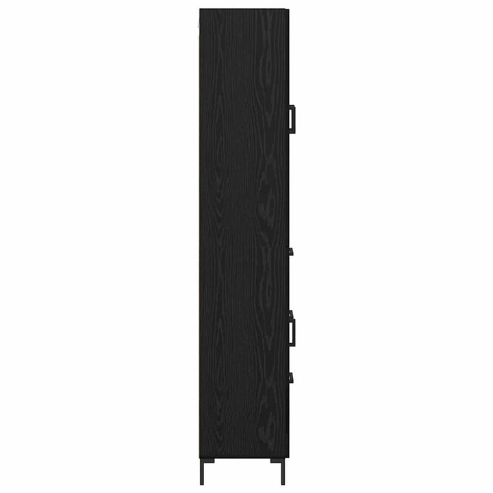 Highboard med skuffe 2 pcs Sort eg Konstrueret træ