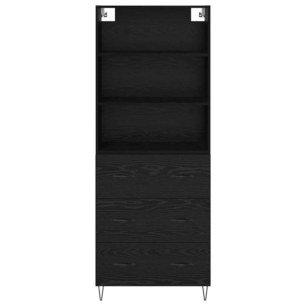 Highboard med skuffe 2 pcs Sort eg Konstrueret træ